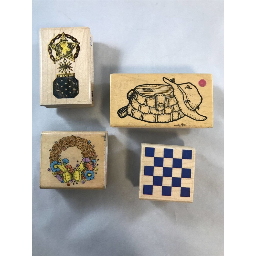 Lot of 29 Wood Mounted Rubber Crafting Stamps Miscellaneous N3-4 - Picture 4 of 7
